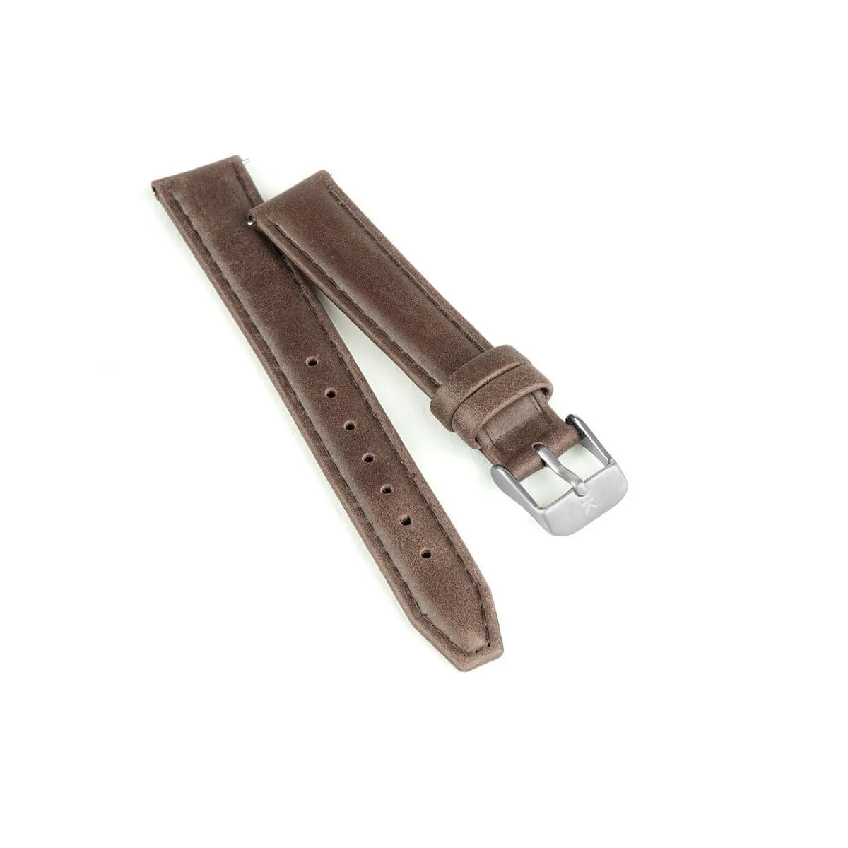 Brown Stitched Leather Watch Strap - 16mm Width