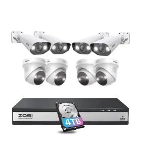 C182/C225 5MP 8-Cam Security System   4K 16CH PoE NVR   4TB Hard Drive