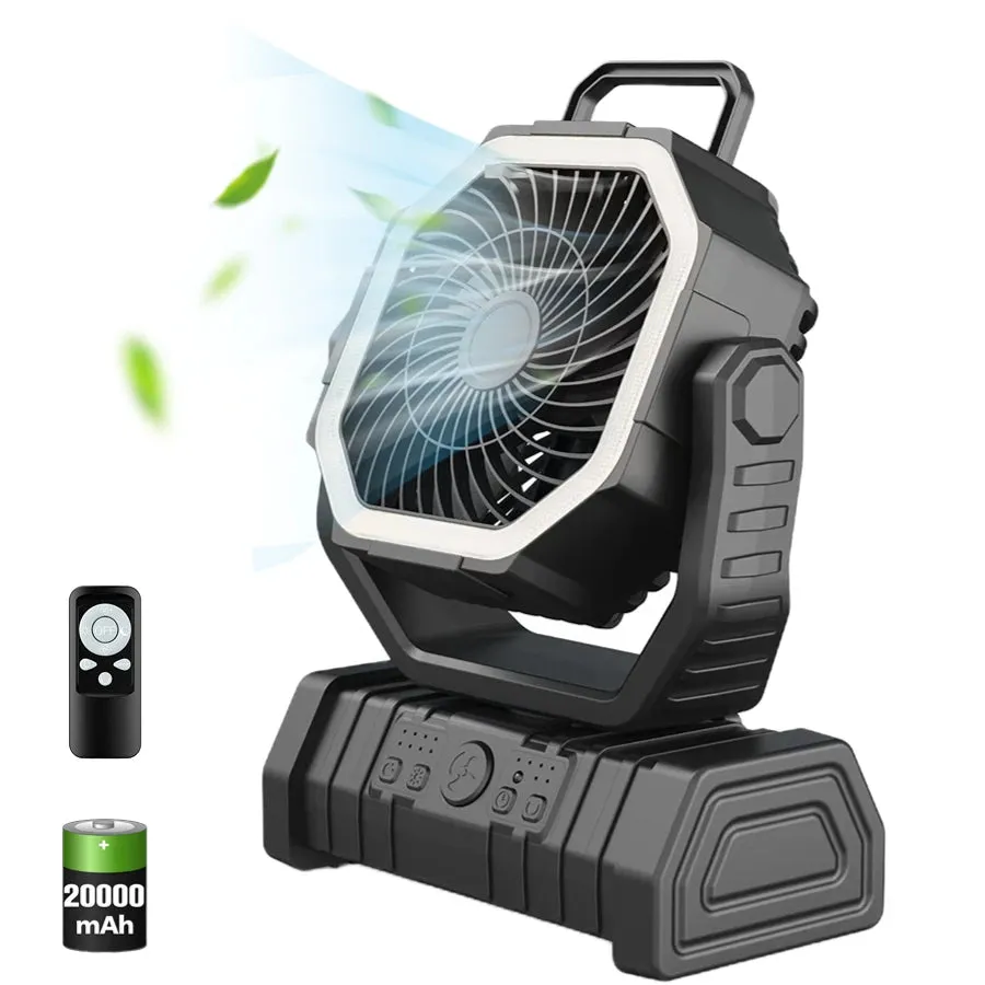 Camping Fan with LED Light and Powerful 20000mAh Power Bank