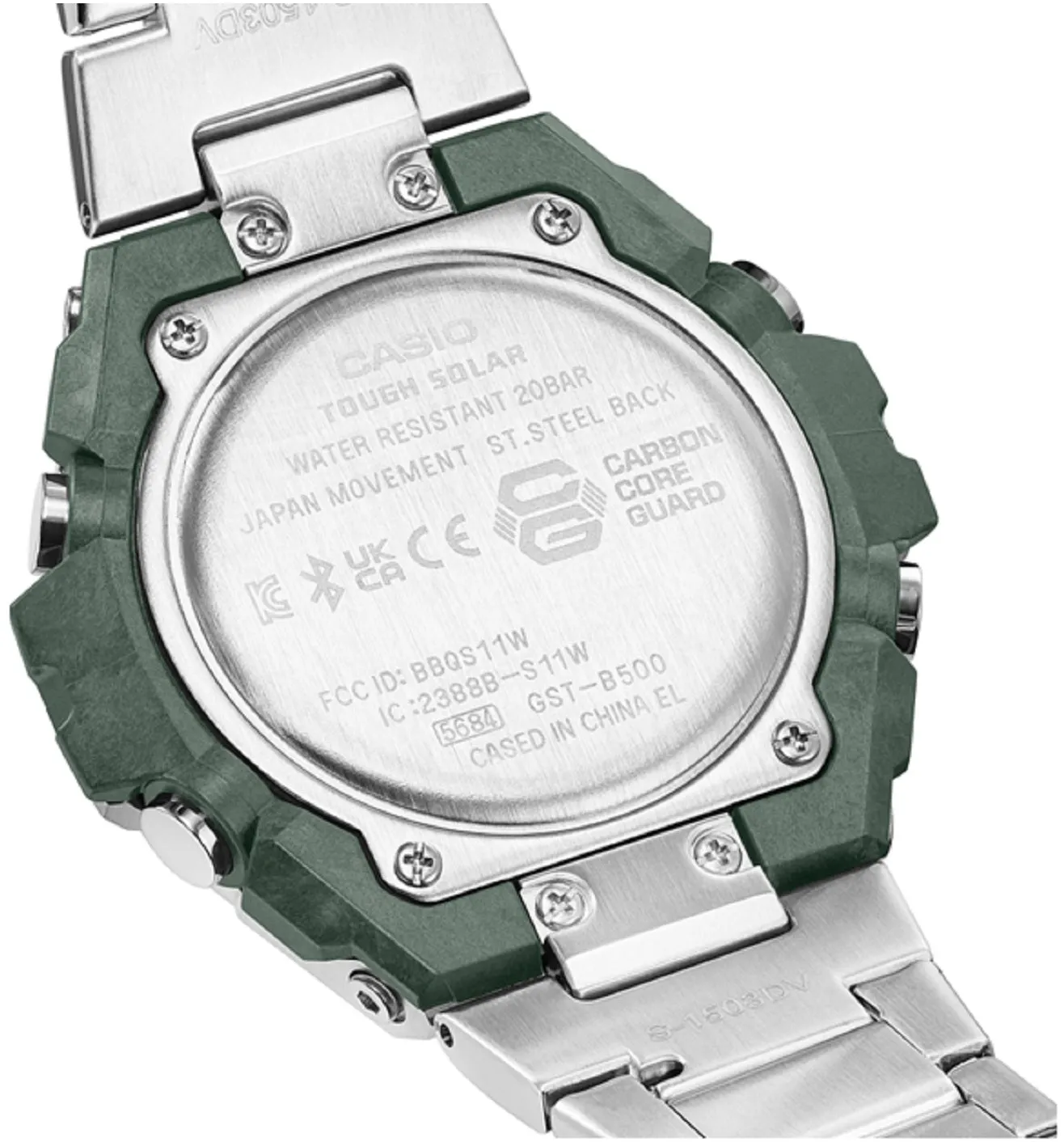 Casio G-shock GST-B500AD-3A Solar Digital Analog Stainless Steel Strap Watch for Men