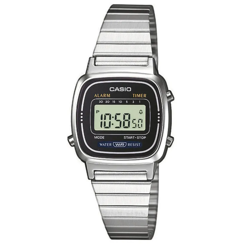 Casio Ladies Watch Digital Vintage Classic Flat Link Black LA670WA-1DF