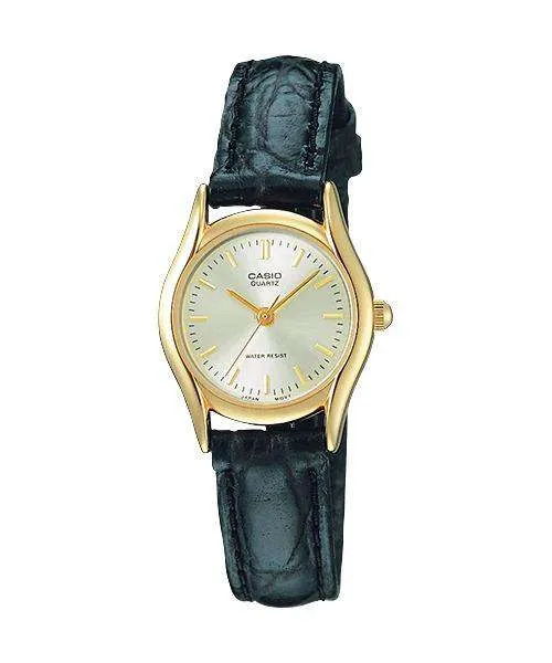 Casio LTP-1094Q-7ARDF Black Leather Strap Watch for Women