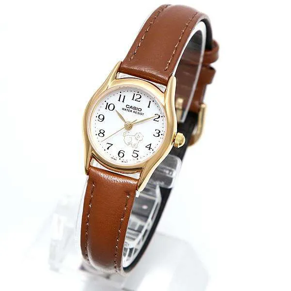 Casio LTP-1094Q-7B7RDF Brown Leather Strap Watch for Women