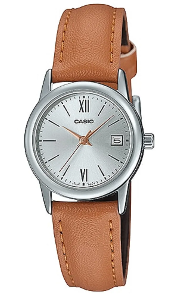 Casio LTP-V002L-7B3 Brown leather strap watch for Women