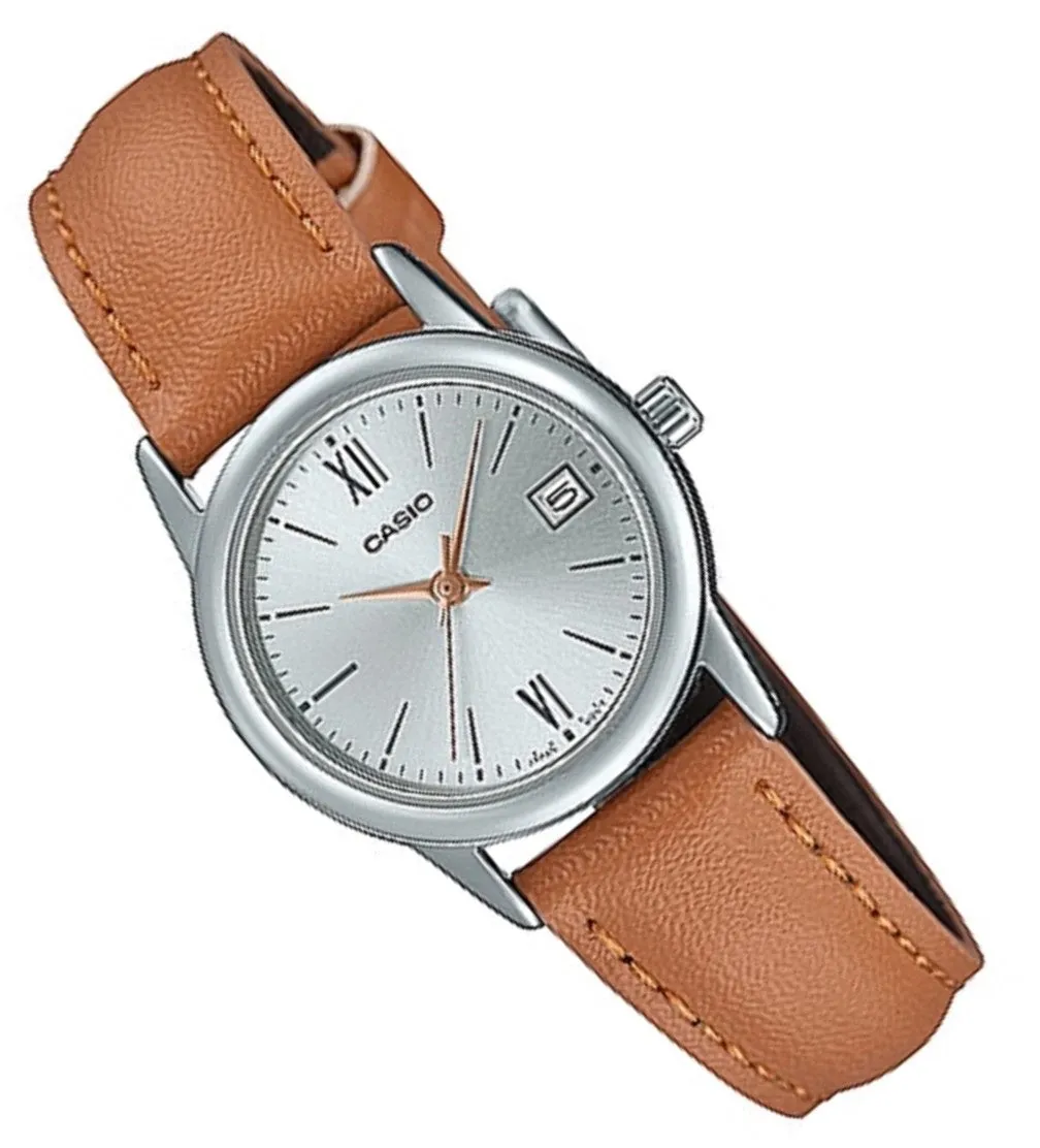 Casio LTP-V002L-7B3 Brown leather strap watch for Women