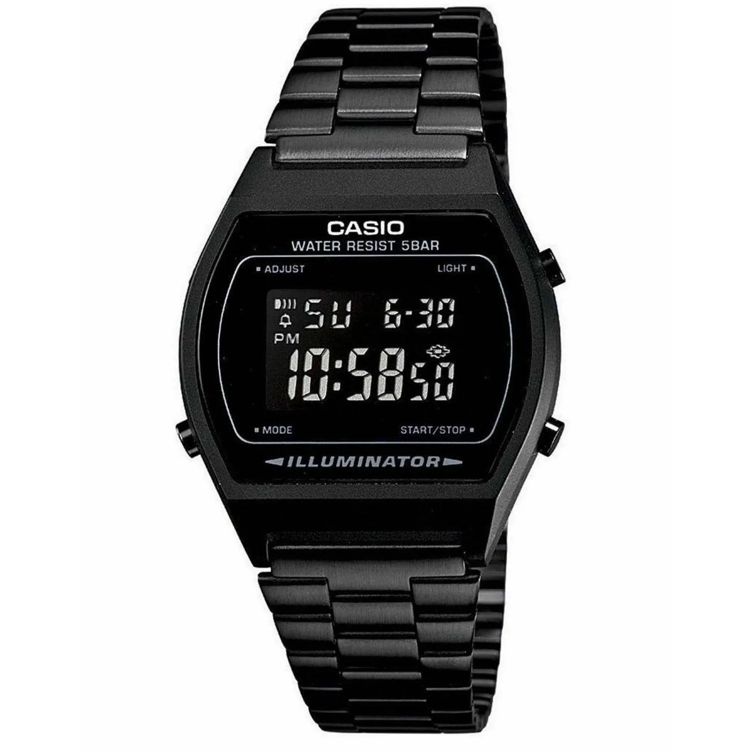 Casio Men's B640WB-1BEF Retro Digital Illuminator Black Stainless Steel Watch