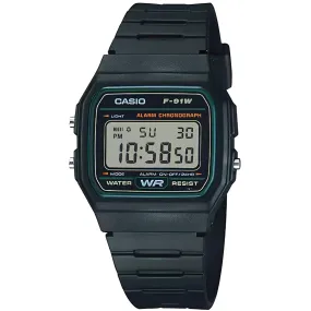 Casio Men's Watch - Grey Digital Dial Black Resin Strap Alarm Chronograph | F-91W-3CF