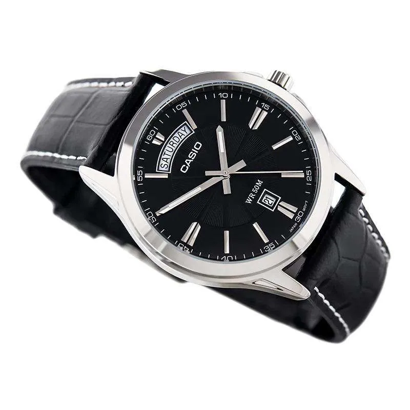 Casio MTP-1381L-1AVDF Black Leather Watch for Men