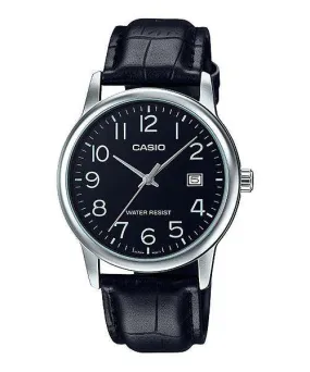 Casio MTP-V002L-1B Black Leather Watch for Men