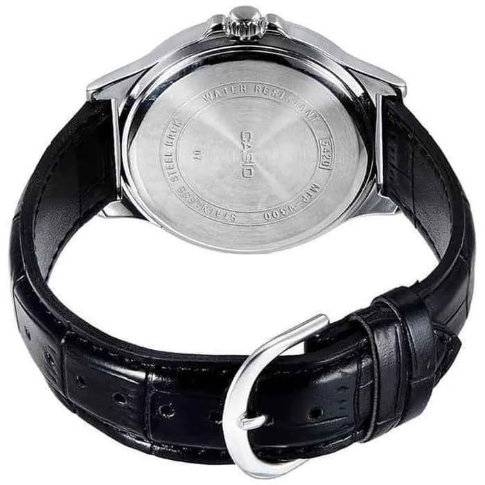 Casio MTP-V002L-1B Black Leather Watch for Men