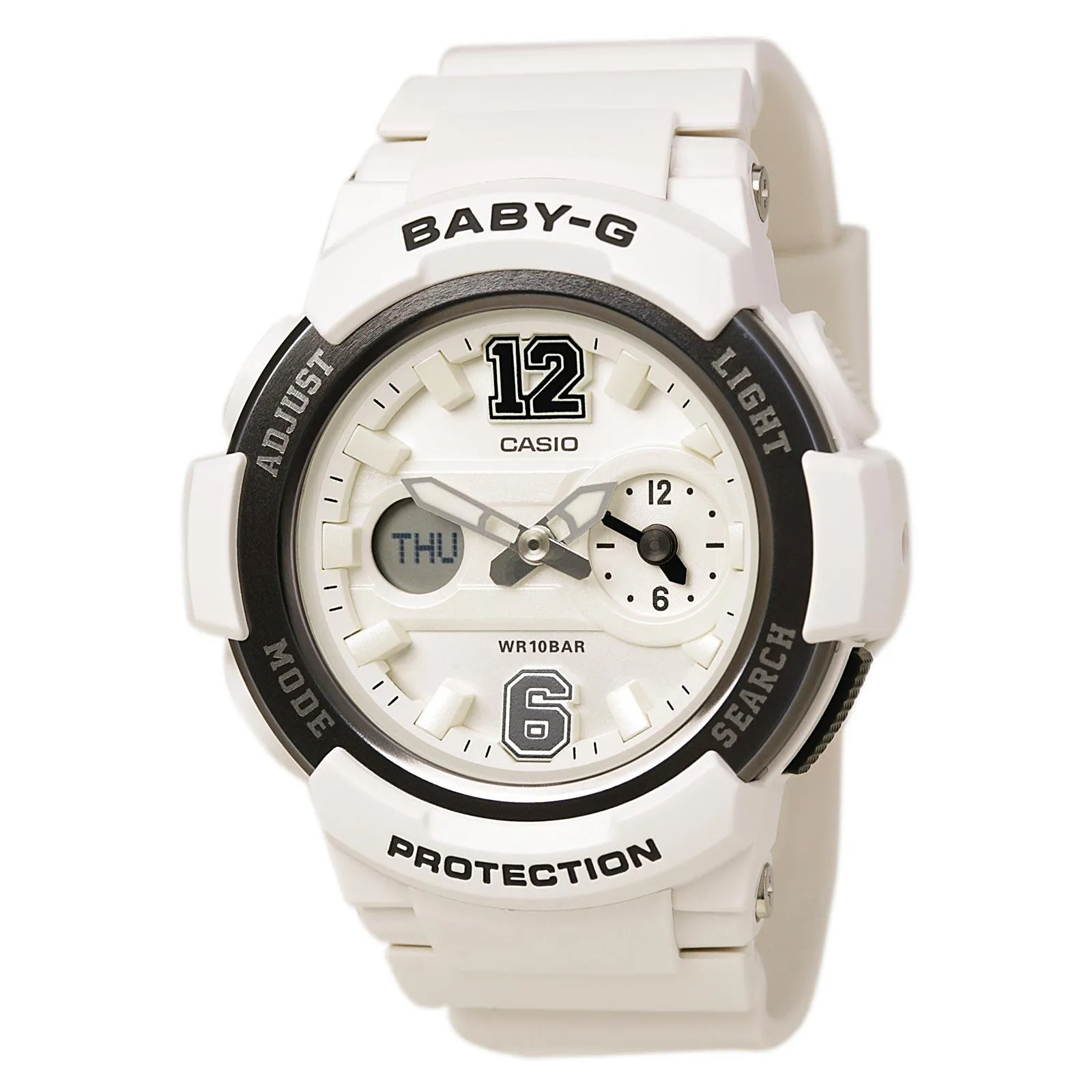 Casio Women's Alarm Watch - Baby-G Sports Ana-Digi White Dial Resin Band | BGA210-7B1