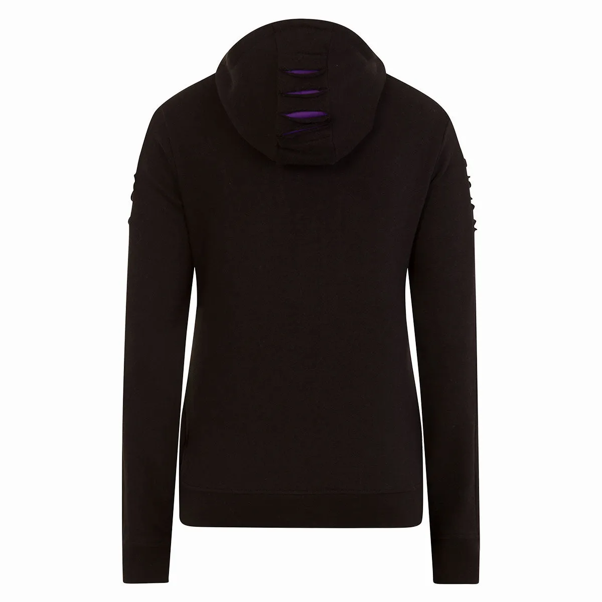 CATTITUDE - Large Hood Ripped Hoody Purple-Black