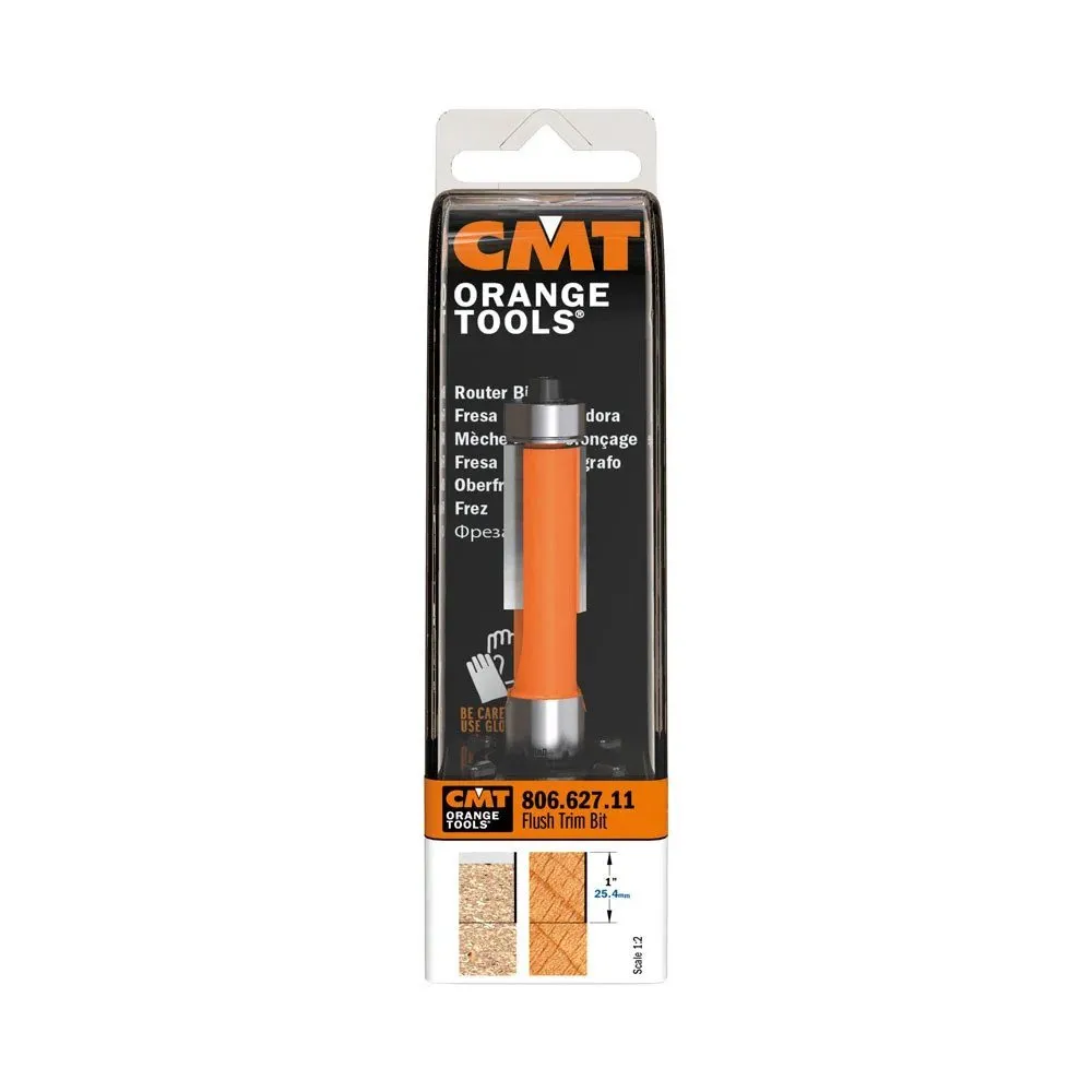 CMT 806.627.11 FLUSH TRIM BIT, 1/2-INCH SHANK, 1-INCH CUTTING LENGTH