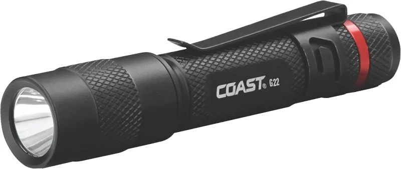 Coast G22 Penlight, AAA Battery, Alkaline Battery, LED Lamp, 100 Lumens High, 45 Lumens Low Lumens, Black :EA: QUANTITY: 1