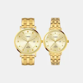 Couple Gold Analog Stainless Steel Watch TW00PR280