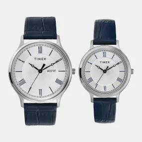 Couple Silver Analog Leather Watch TW00PR298