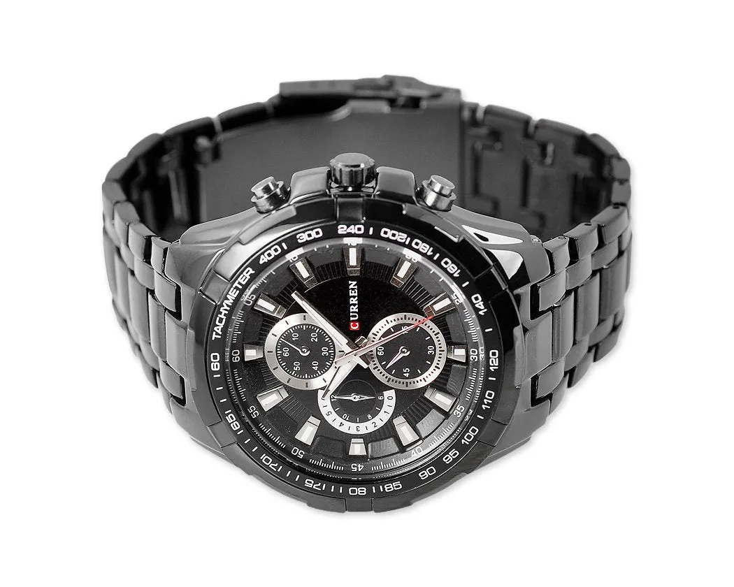 CURREN Quartz Stainless Steel Tachymeter Analog Mens Sport Watch