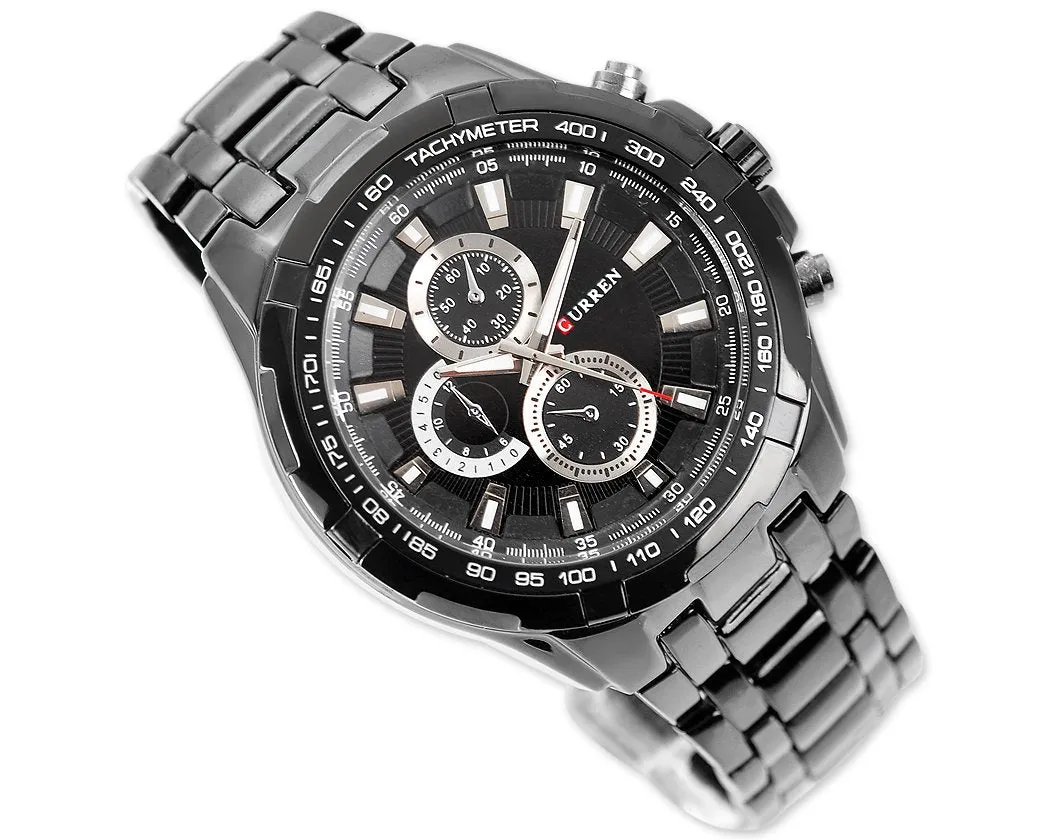 CURREN Quartz Stainless Steel Tachymeter Analog Mens Sport Watch