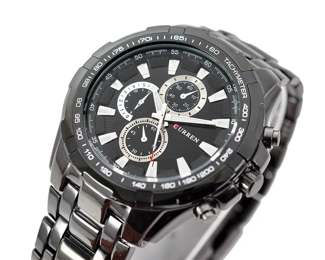 CURREN Quartz Stainless Steel Tachymeter Analog Mens Sport Watch