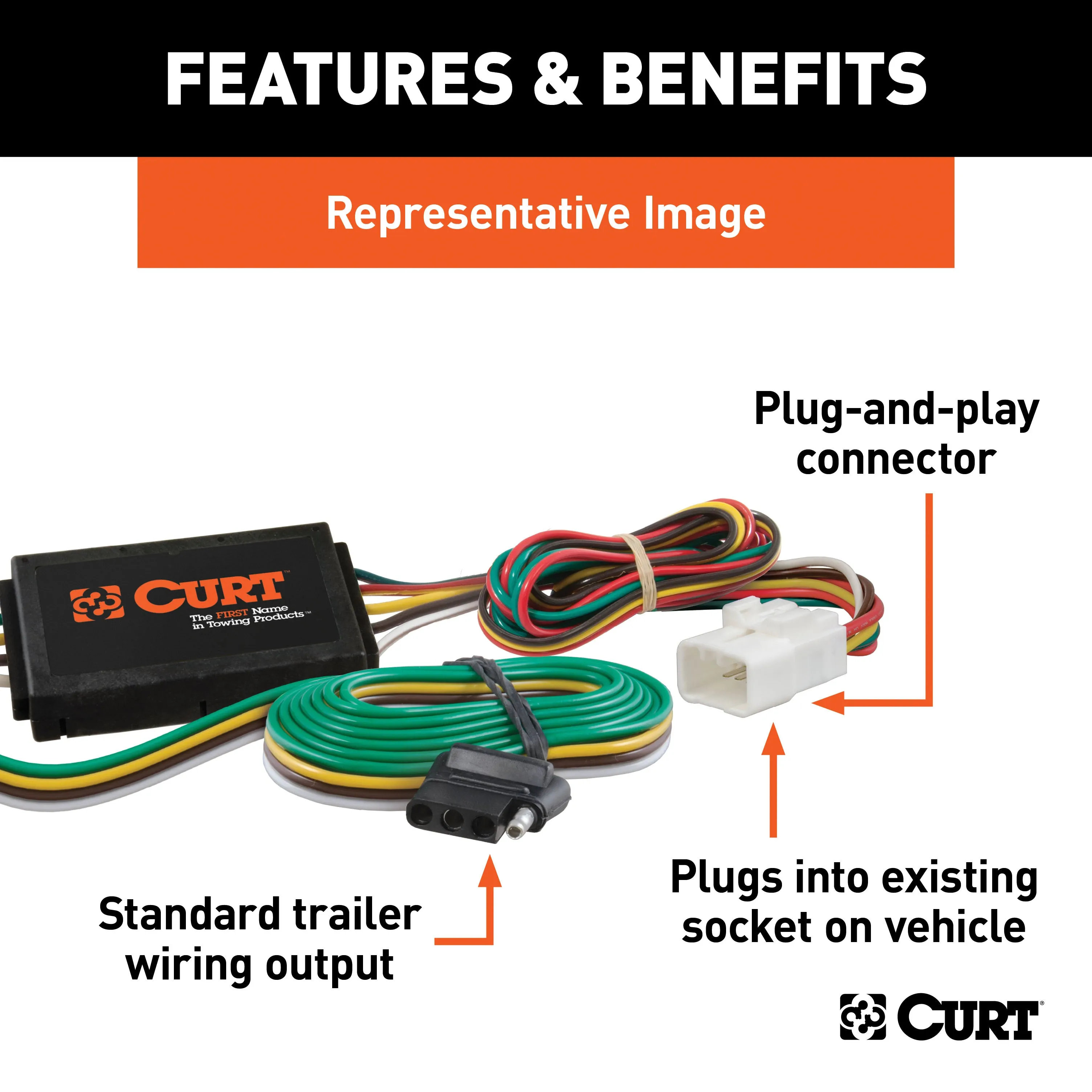 CURT 56338 Custom 4-Flat; Select Mazda CX-9; OEM Tow Package Required