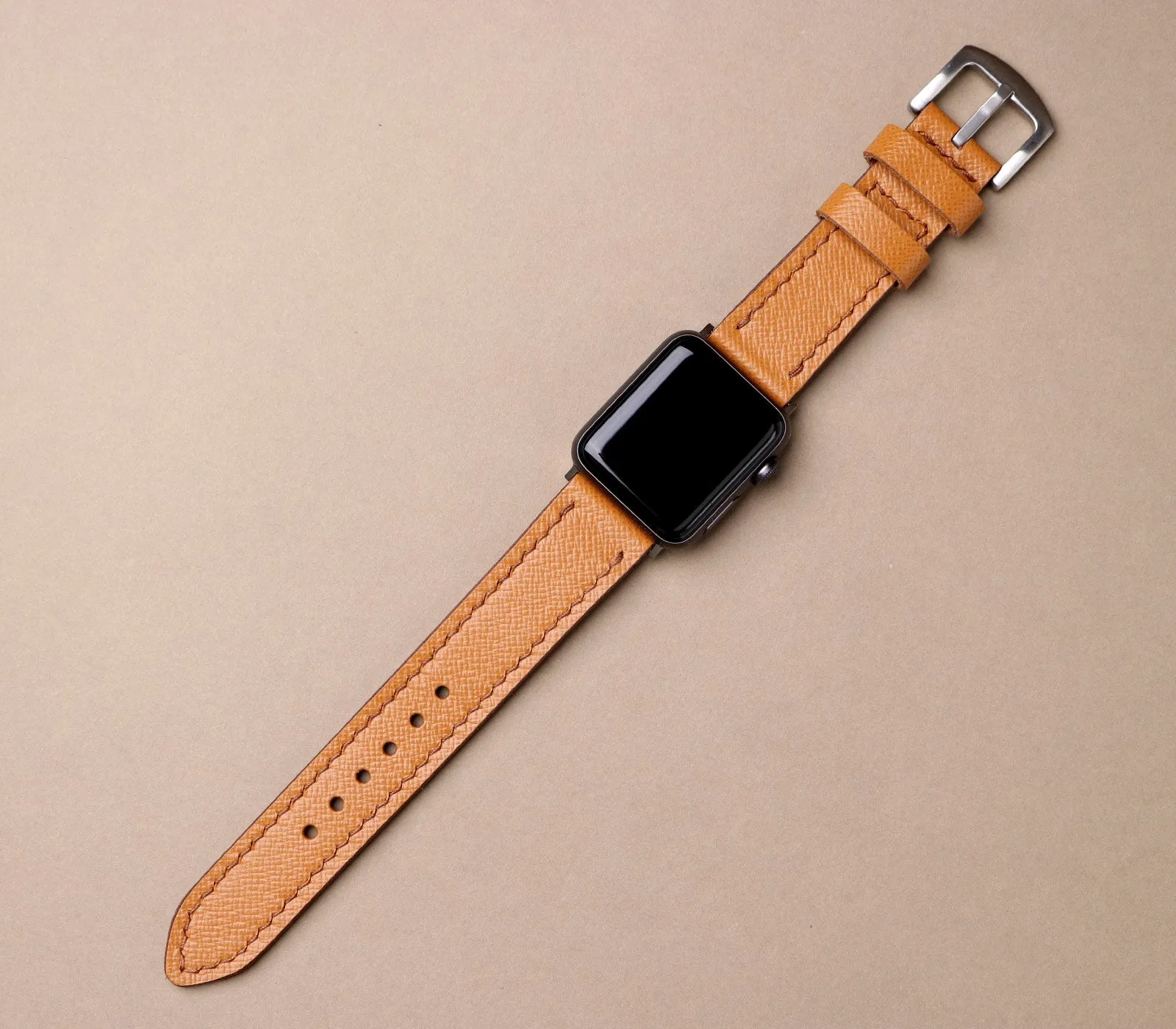 Custom Made Apple Watch Strap - Caramel Saffiano