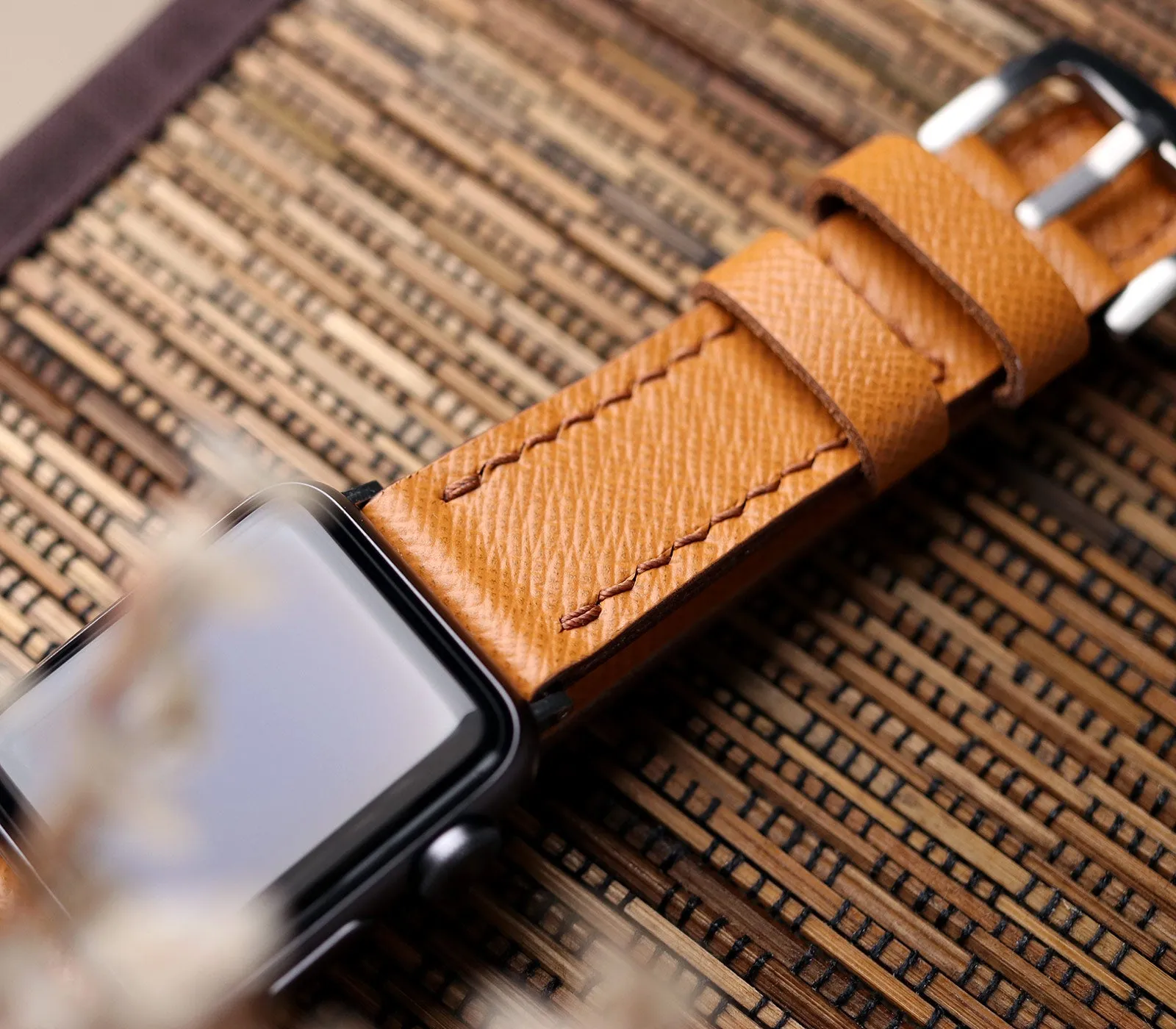 Custom Made Apple Watch Strap - Caramel Saffiano