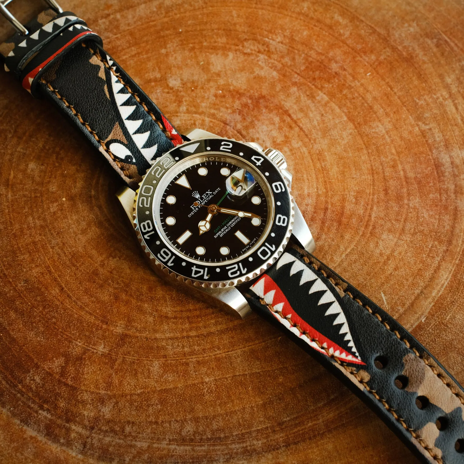 Custom Rolex Leather Straps Brown Warhawk Design