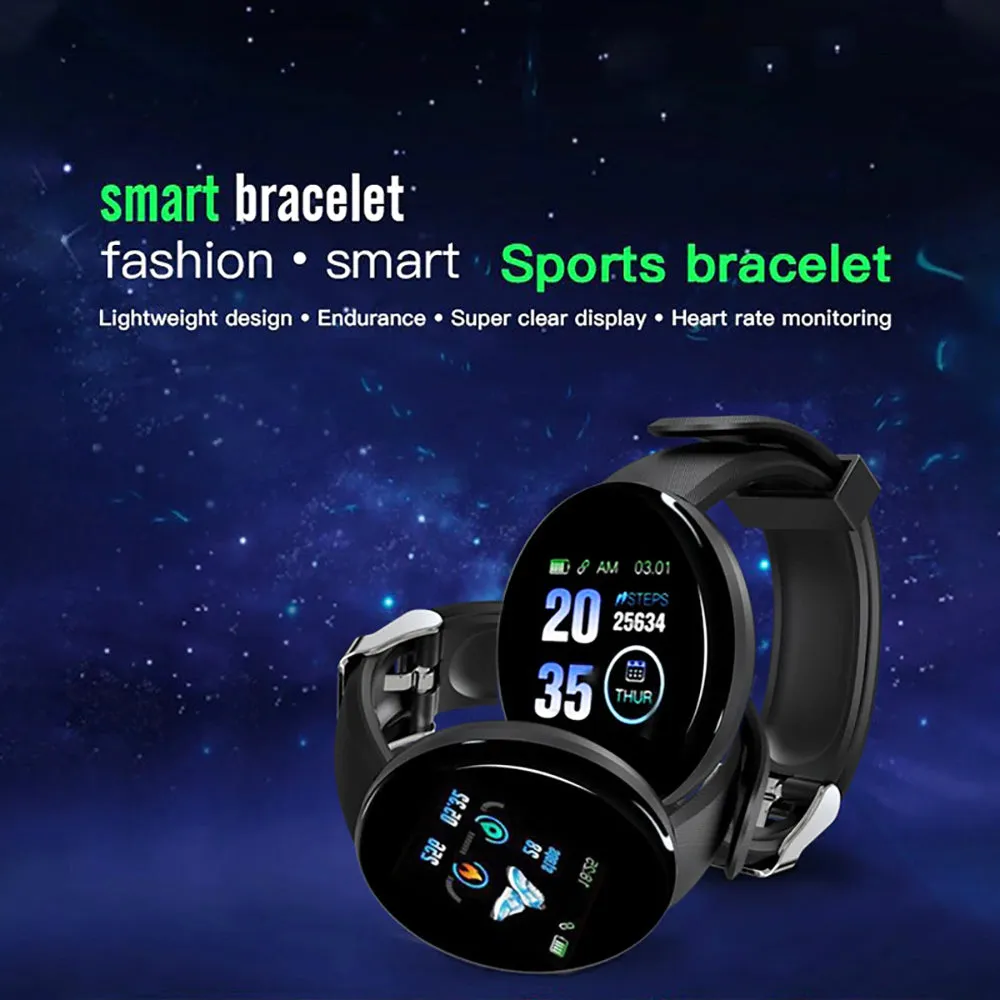 D18 Smart Fitness Watch with HR & BP Tracker, Pedometer, Call & Msg Notifications and more