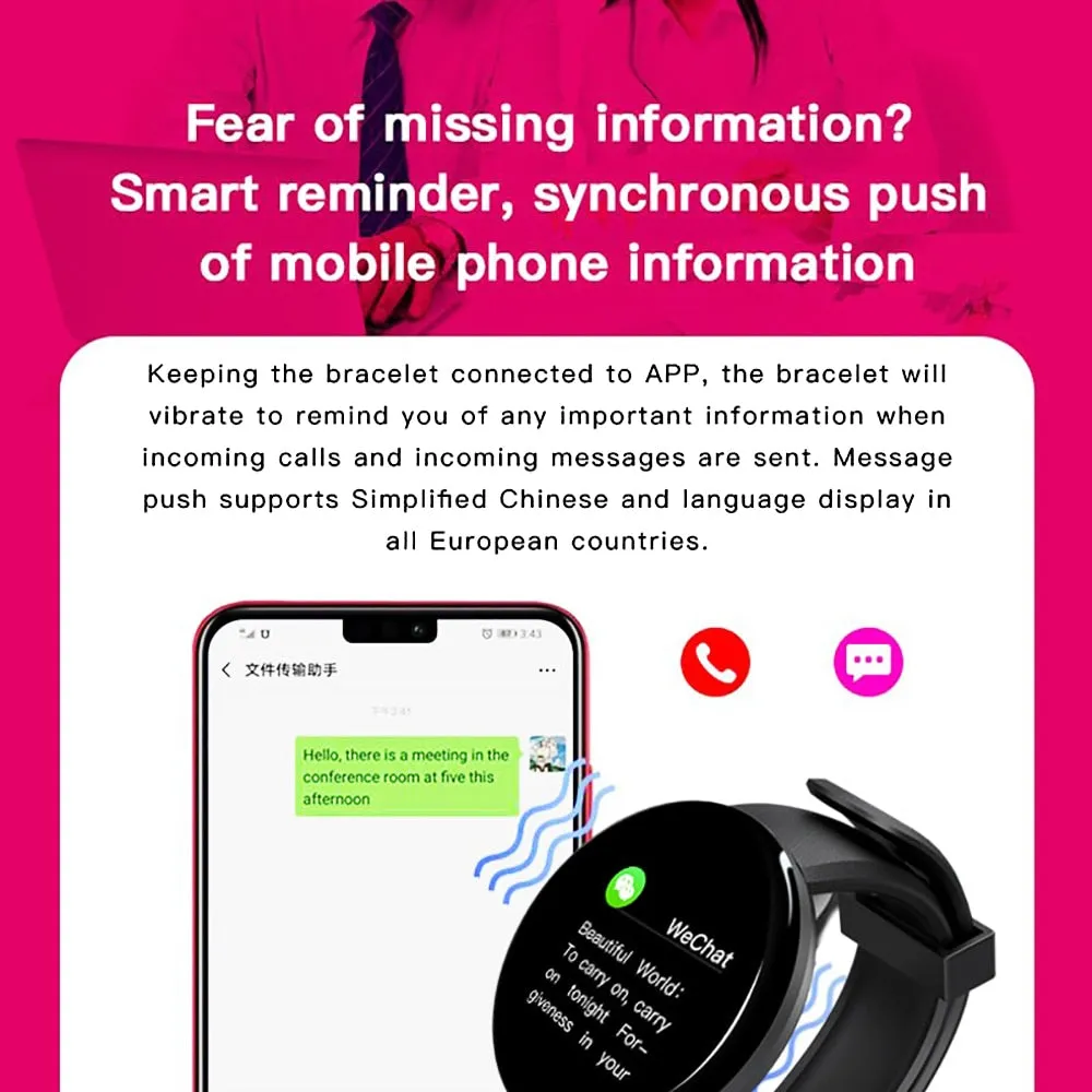 D18 Smart Fitness Watch with HR & BP Tracker, Pedometer, Call & Msg Notifications and more