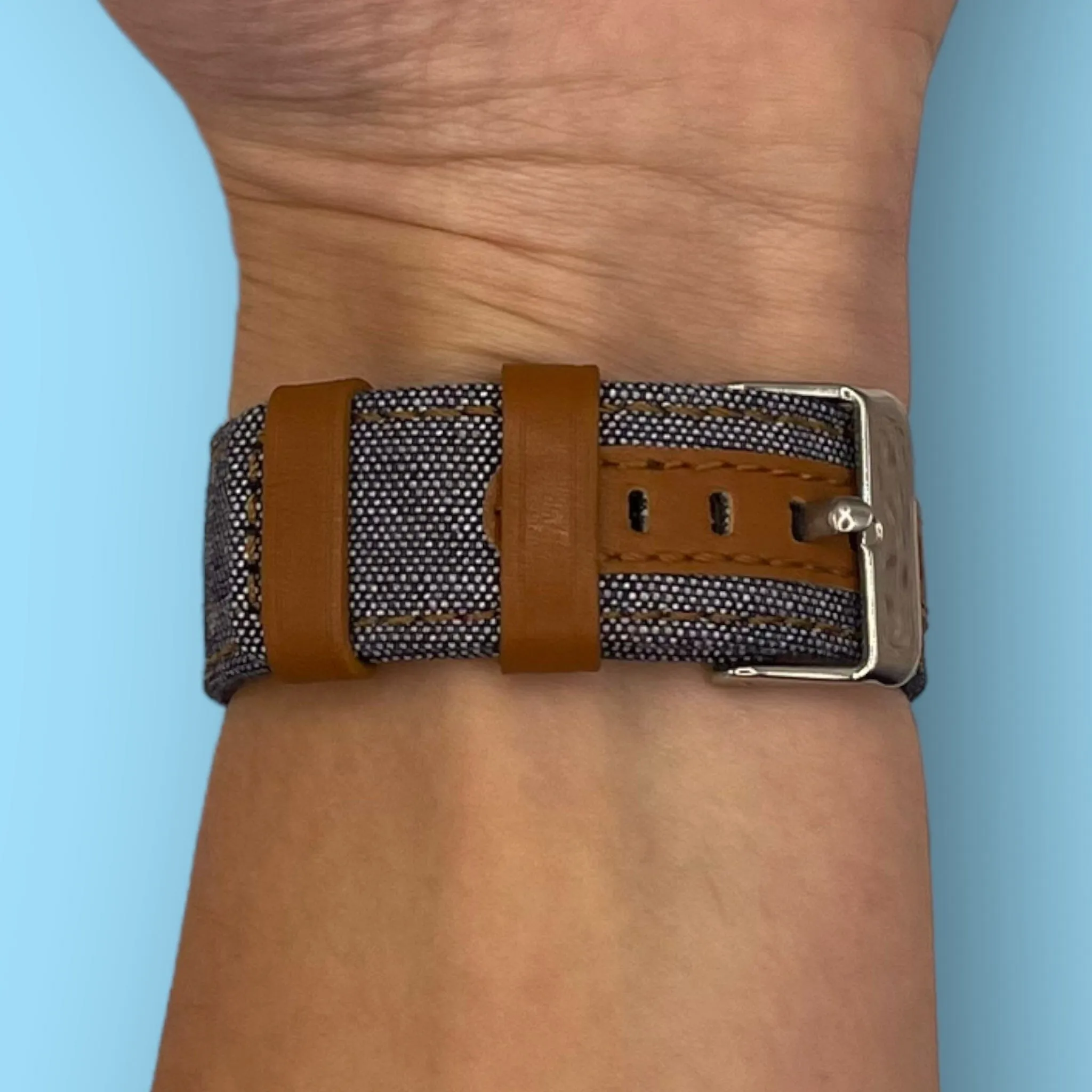 Denim & Leather Watch Straps Compatible with the Fitbit Versa 3