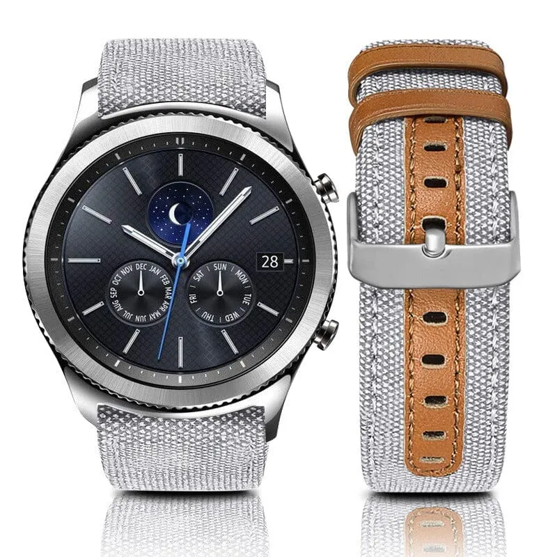 Denim & Leather Watch Straps Compatible with the Garmin Vivoactive 4