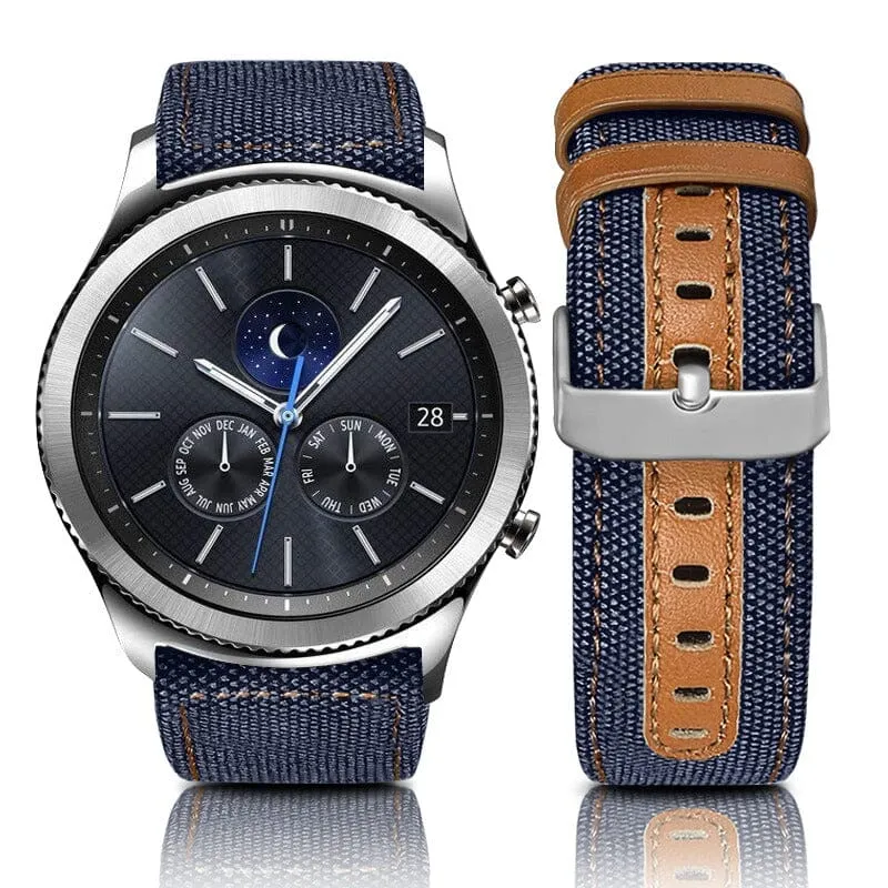 Denim & Leather Watch Straps Compatible with the Garmin Vivoactive 4