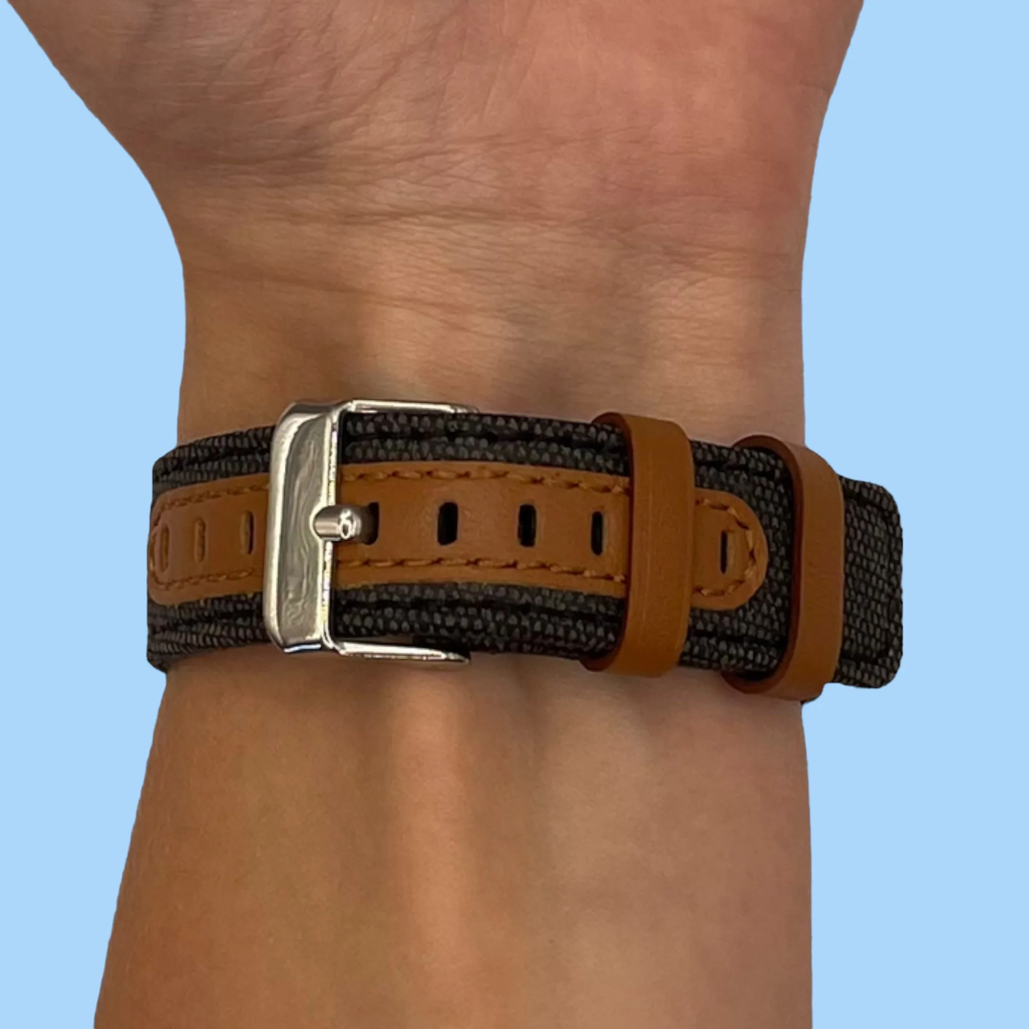 Denim & Leather Watch Straps Compatible with the Withings Activite - Pop, Steel & Sapphire