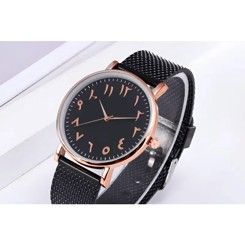 Digital Mesh Band Watches - Stylish 40mm Slim Profile Pointer Display Timepiece