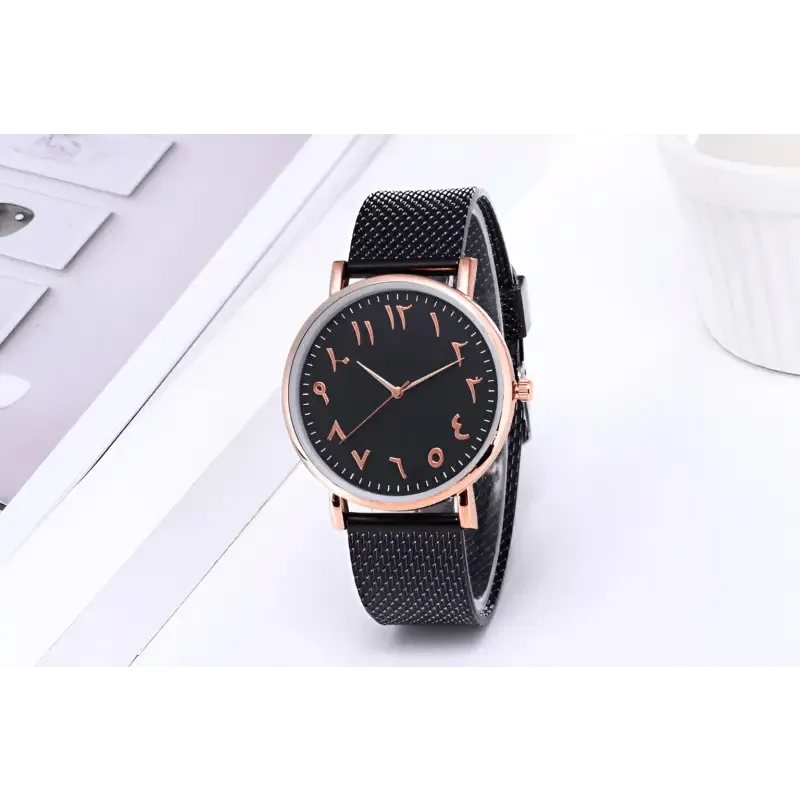 Digital Mesh Band Watches - Stylish 40mm Slim Profile Pointer Display Timepiece