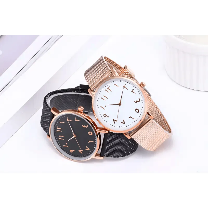 Digital Mesh Band Watches - Stylish 40mm Slim Profile Pointer Display Timepiece