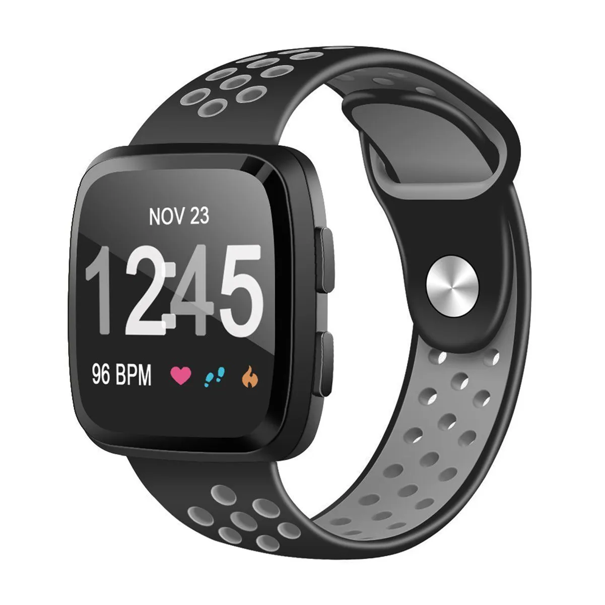 Dotted Silicone Strap for Fitbit Versa/Fitbit Versa 2/Fitbit Versa Lite Edition- Dark Blue Rainbow