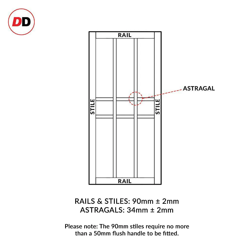 Double Sliding Door & Premium Wall Track - Eco-Urban® Tromso 9 Panel Doors DD6402 - 6 Colour Options