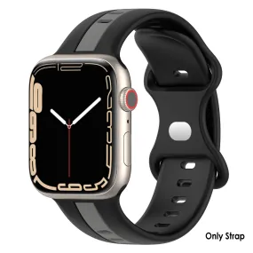 Dual Stripe Silicone Strap For Apple Watch - black