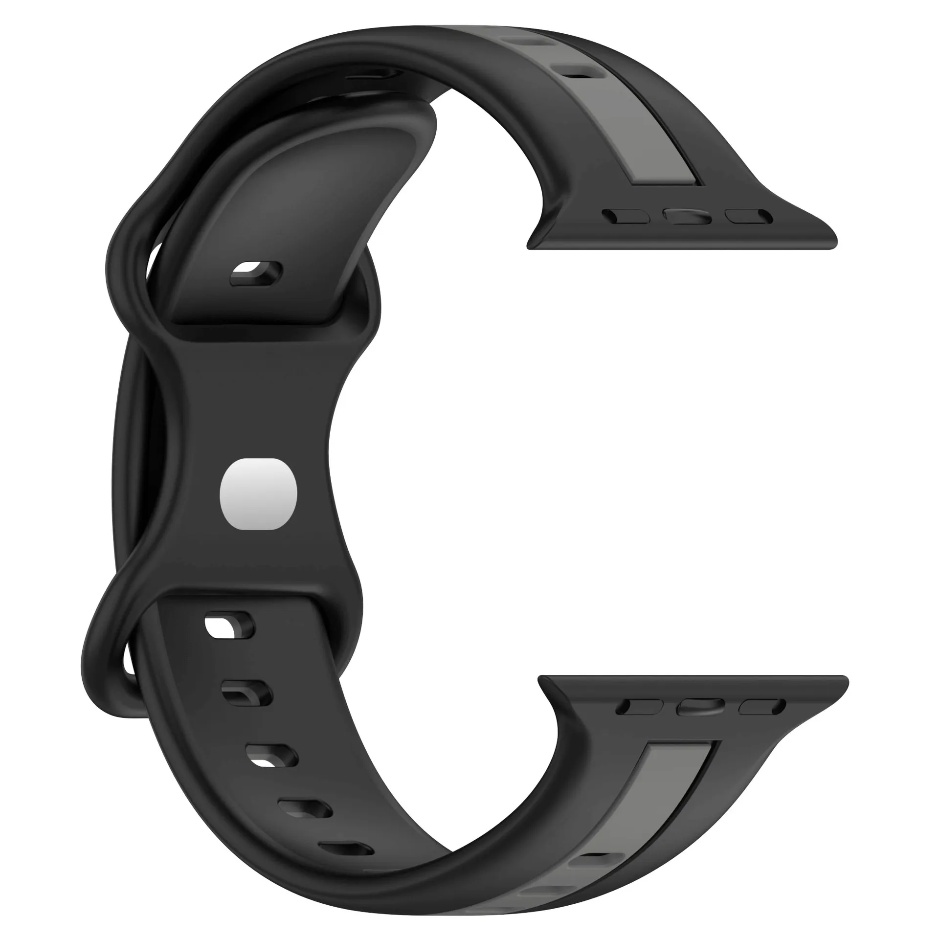 Dual Stripe Silicone Strap For Apple Watch - black