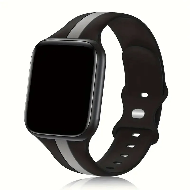 Dual Stripe Silicone Strap For Apple Watch - black