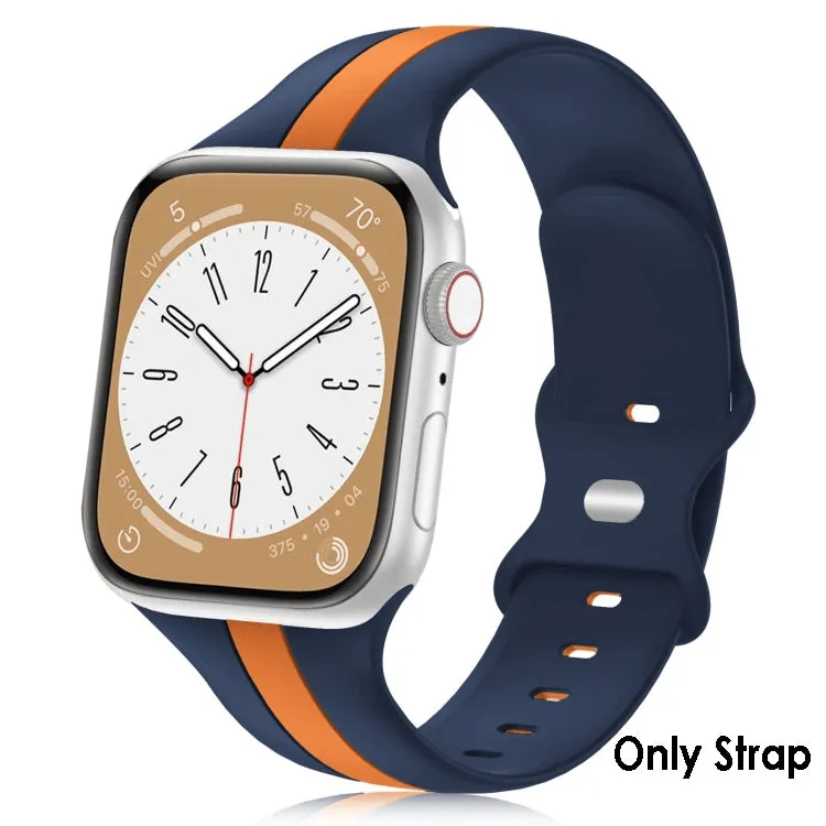 Dual Stripe Silicone Strap For Apple Watch - Blue orange