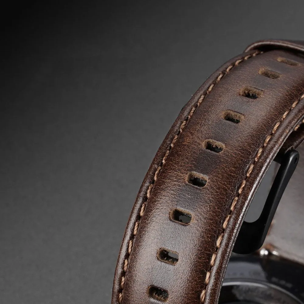 Dux Ducis - Samsung Galaxy Watch 7 (44mm) genuine leather strap 20mm (joint circumference: 170-220mm) - dark brown