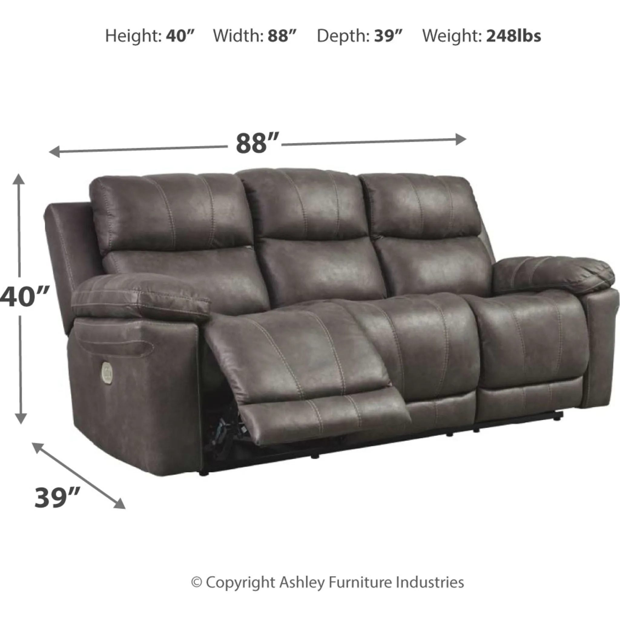 Erlangen Power Reclining Sofa with Adjustable Headrest