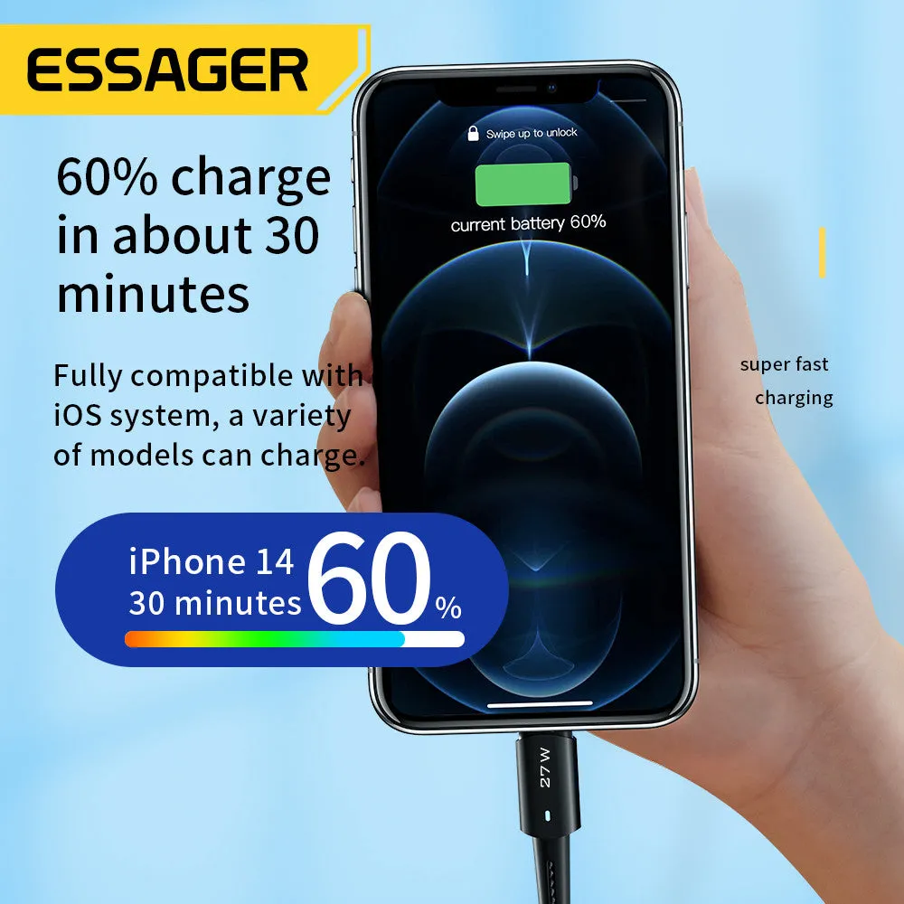 Essager USB-C to Lightning cable For IPhone 27W Fast Charging 2 Meters Cable