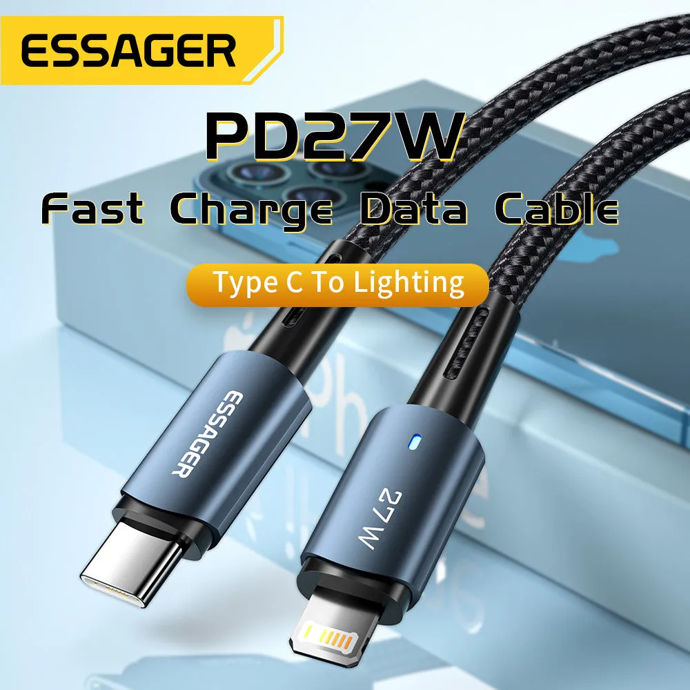 Essager USB-C to Lightning cable For IPhone 27W Fast Charging 2 Meters Cable