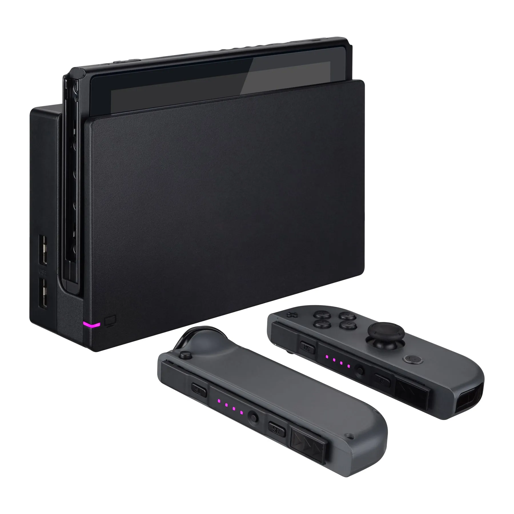 eXtremeRate Pink Firefly LED Tuning Kit for NS Switch Joycons Dock NS Joycon SL SR Buttons Ribbon Flex Cable Indicate Power LED-Joycons Dock NOT Included - NSLED006