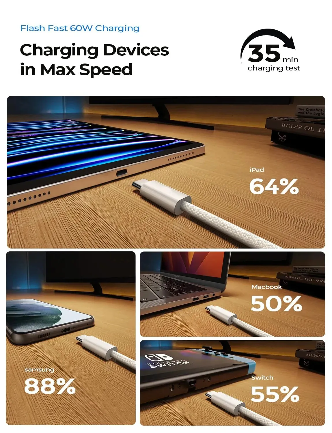 Fast Charger USB C to Type C Cable | Quick Charging for iPhone 15/16 Pro Max & Samsung Devices