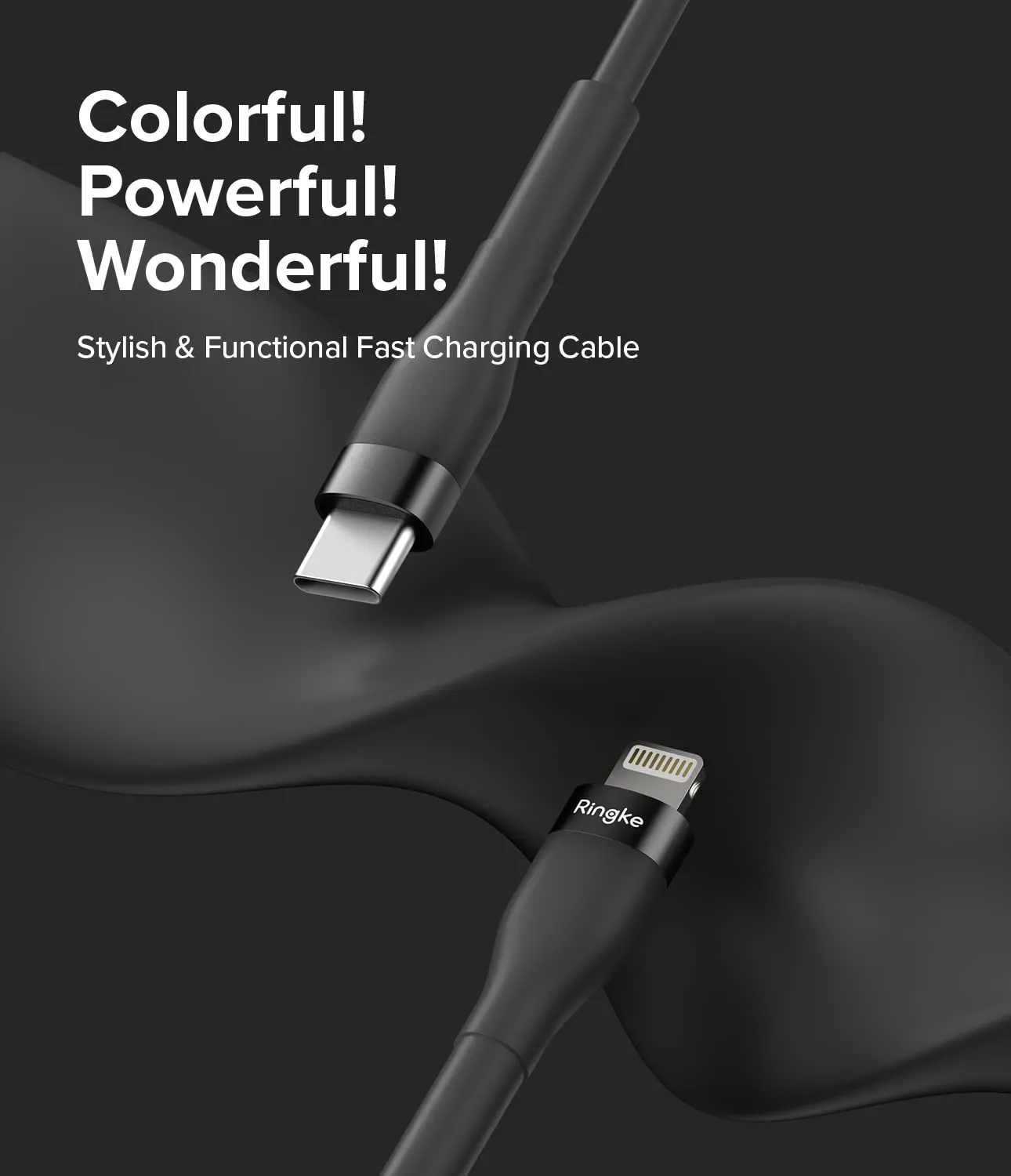 Fast Charging Pastel Cable | USB Type C to Lightning | Black  1.2m