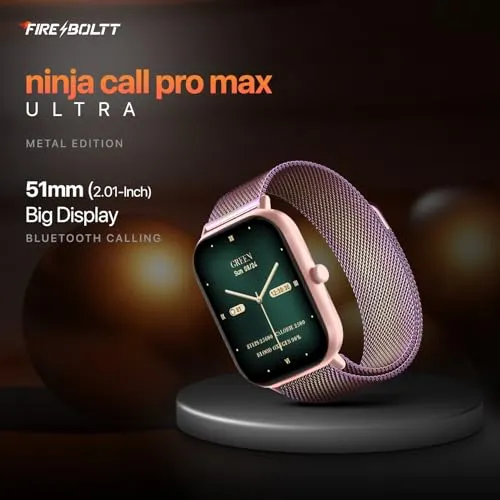 Fire-Boltt Ninja Call Pro Max 51.05mm (2.01 inch) Display Smart Watch, Bluetooth Calling, 120  Sports Modes, Health Suite, Voice Assistance (Rainbow SS)